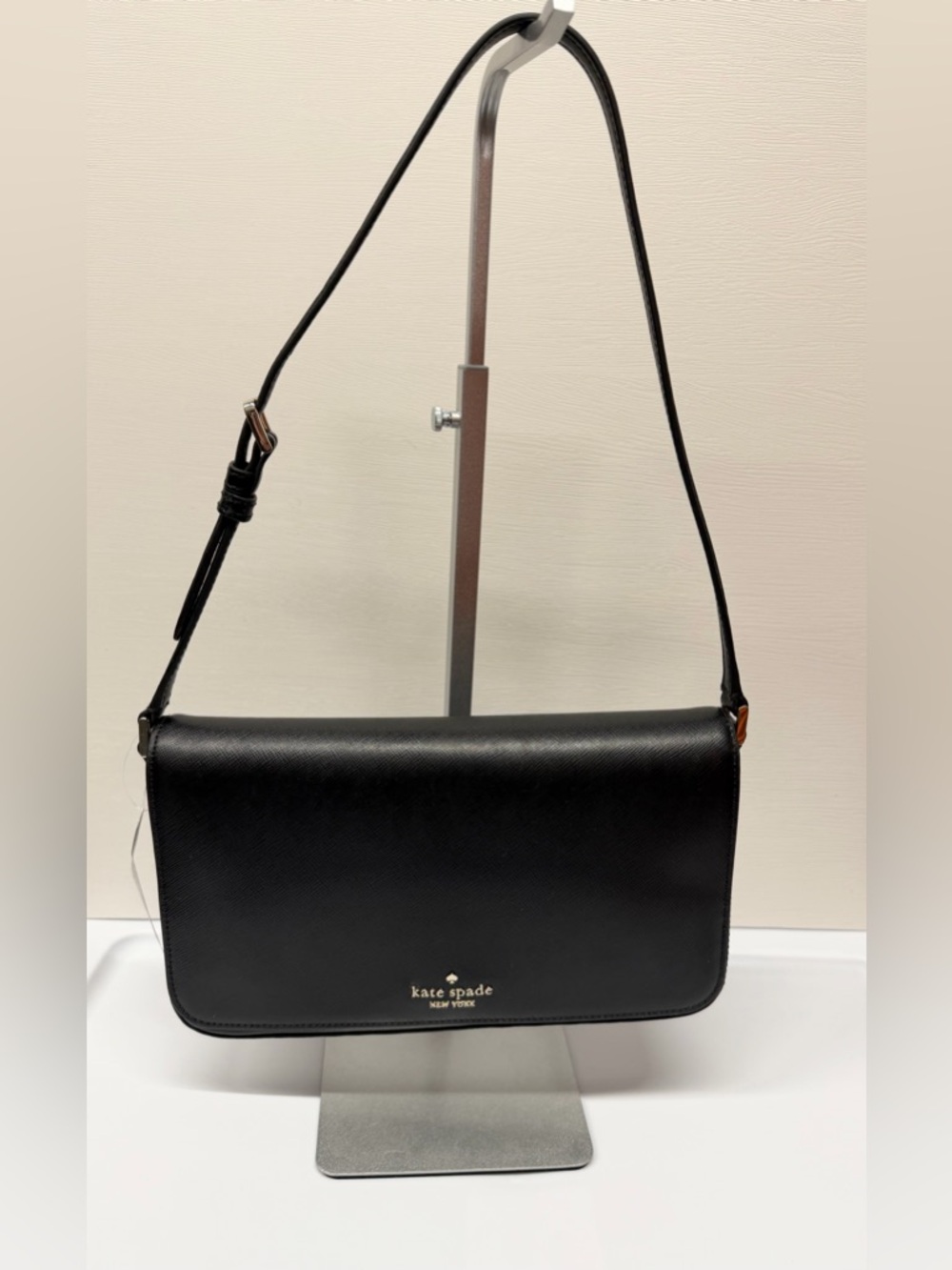 Kate Spade Staci Flap Shoulder Bag Black Saffiano Leather KF371 NWT - Picture 3 of 11